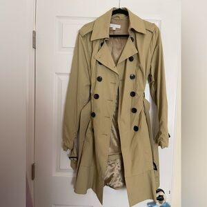 New York & Company Beige Double-Breasted Trench Coat